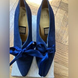 Elegant Blue Velvet Women's Shoes